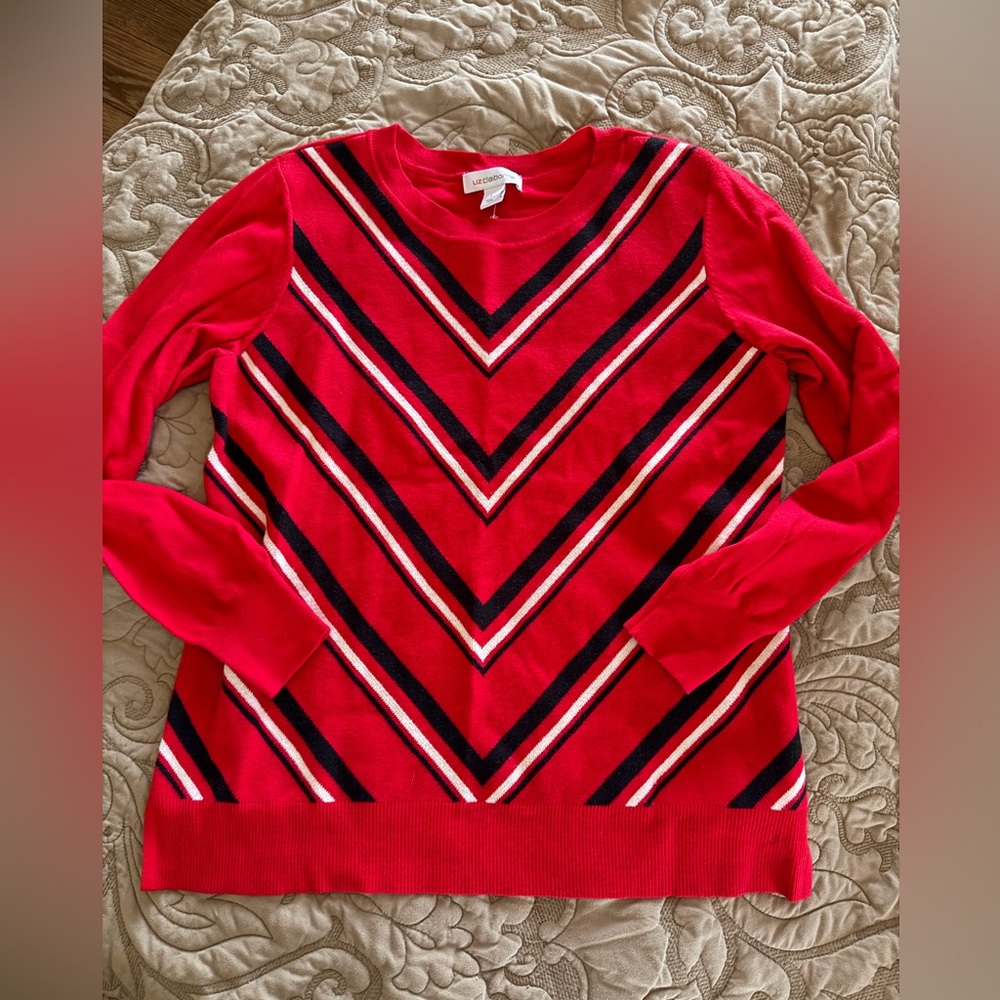 Liz Claiborne Vibrant Red Chevron Sweater